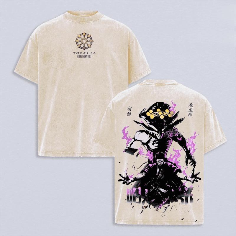 

Manga Jujutsu Kaisen T-shirt Ryomen Sukuna Makora Washed T Shirt Men Women Clothing Summer Casual Short Sleeve Cotton Tees Tops XXL бежевий