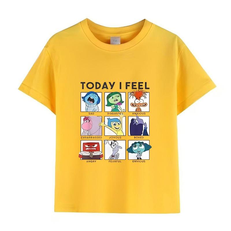 Disney Pixar inside out 2 'Today I Feel' T-Shirt for Boys & Girls Short Sleeve Casual Top Ages 3-12 Toddler Summer Clothing