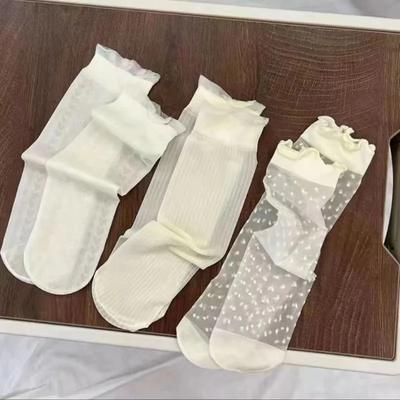 3 Paar Sommer Spitze Schleife Mesh Dünne Niedrige Socken für Damen Lolita Niedliche Ästhetik Schwarz Weiß JK Kurze Strümpfe Neue Mode Socken