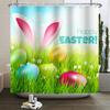 Spring Easter Shower Curtain Happy Rabbit Bunny Eggs Flower Garden Floral Holiday Waterproof Bathroom Shower Curtain With Hooks