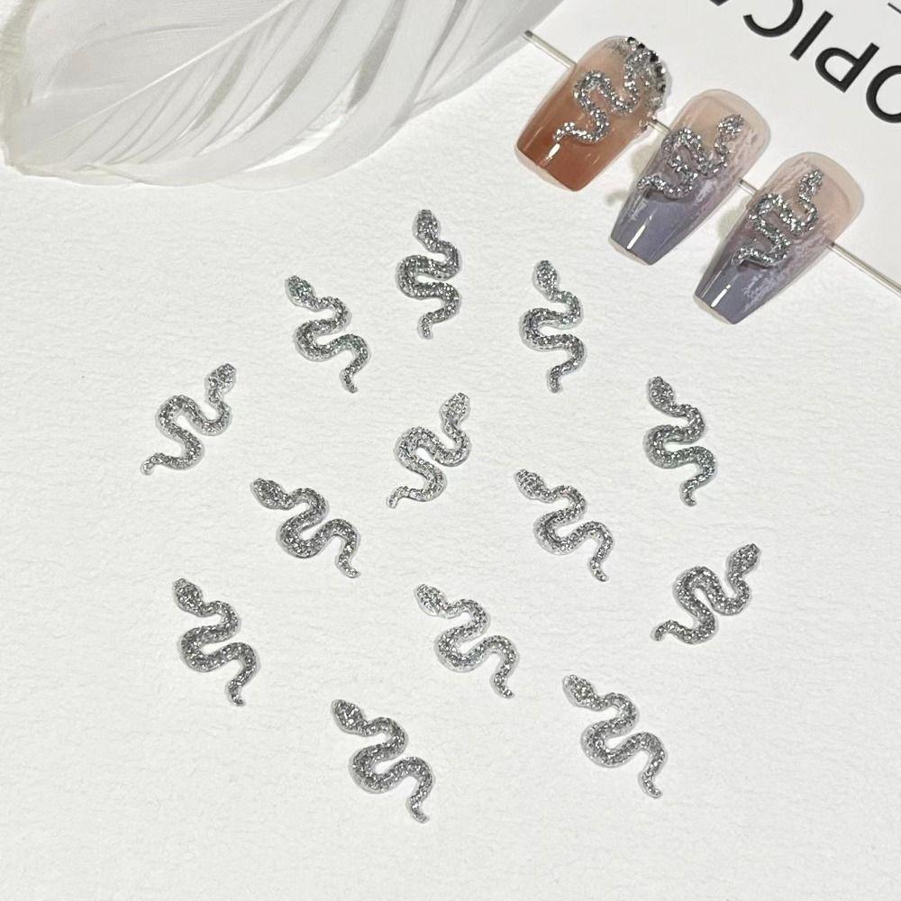 50 Pcs Flatback Nail Art Decoration 3D Snake Nail Stickers DIY Snake Nail Art Accessories  Women