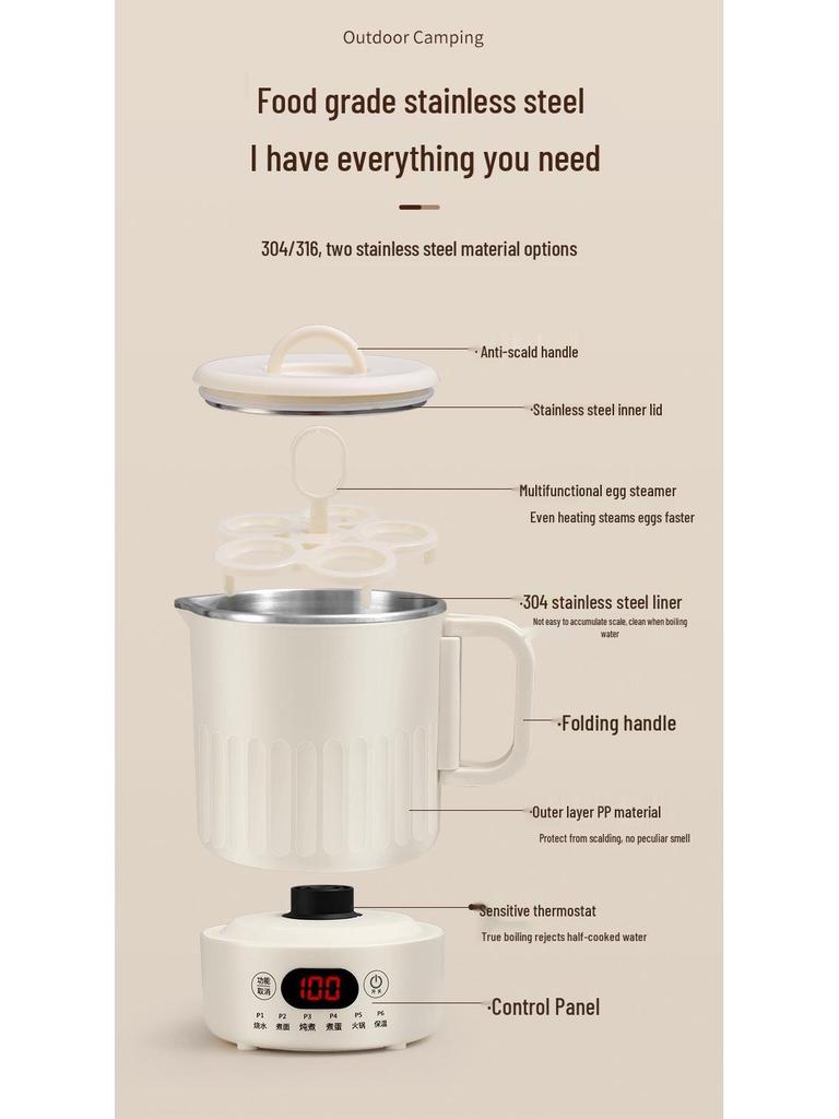 Portable Electric Stainless Steel Folding Travel Kettle for Boiling Water