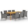 VidaXL 9-Piece Garden Dining Set Grey