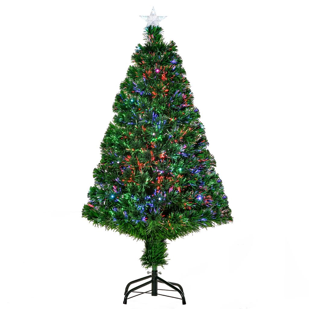 120cm Glasfaser-Weihnachtsbaum Künstlicher Weihnachtsbaum mit 16 LED-Lichtern in 3 Farben und PVC-Zweigen