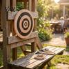Outdoor Ax Throwing Game Dart Target Kit, with Wood Disc, 3 Axes, Rope, for Indoor Backyard Family Party Easy Setup
