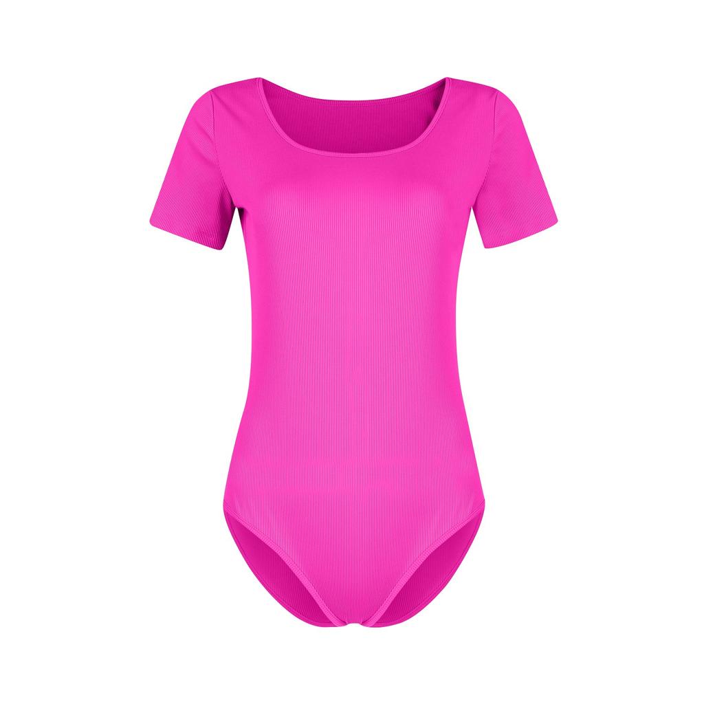 Women's Regular Fit Casual Fashion Sexy Color Button Ribbed Short Sleeve Slim Fit Bodysuit