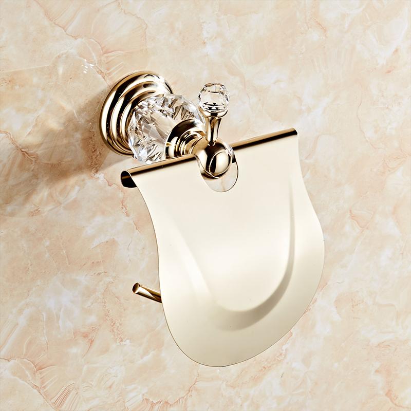 Kristall-Toilettenpapierhalter Chrom, Polierter Gold-Toilettenpapierhalter, Messing Kristall-Taschentuchhalter Badezimmerzubehör EL85486