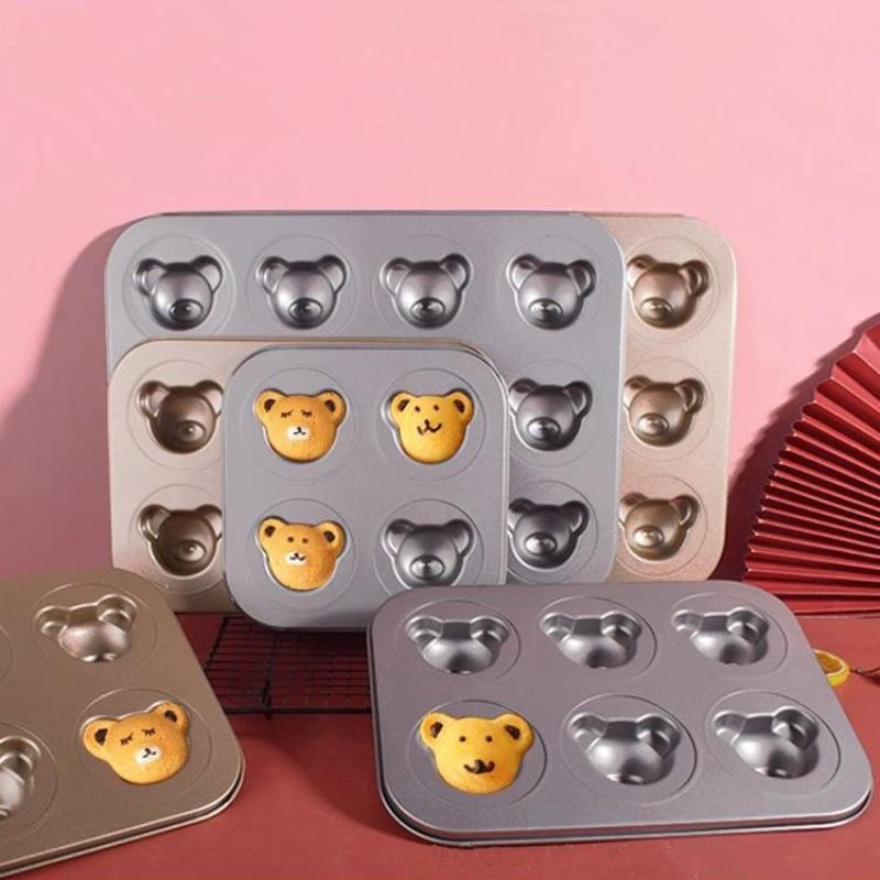 4/6/9/12 Even Bear Mold Baking Mold Pan Non-Stick Diy Cute Candy Cake Mold Tool Decoration Biscuit Candy Mold Baking Accessories