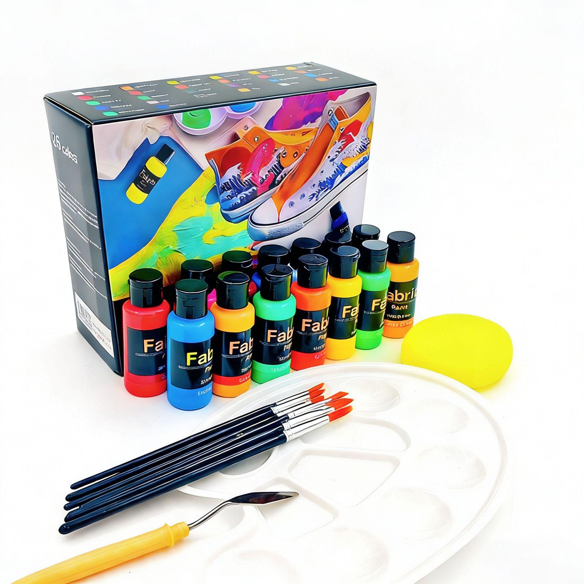 

26-Color Textile Paint Set 30ML Waterproof Machine Washable Fade-Resistant DIY Clothing White Shoes Tie-Dye and Fabric Painting 30ml acrylic paint