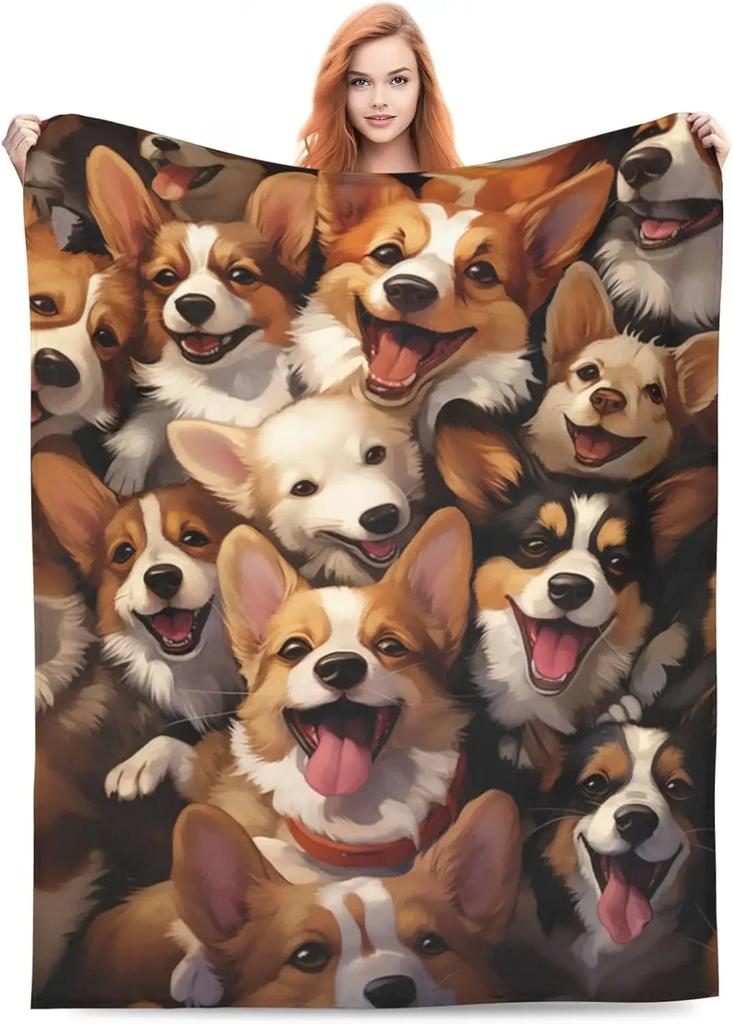 CorgiPrint Throws Soft  Lightweight Blankets for Dog Lovers Perfect Gift for Boys  Girls