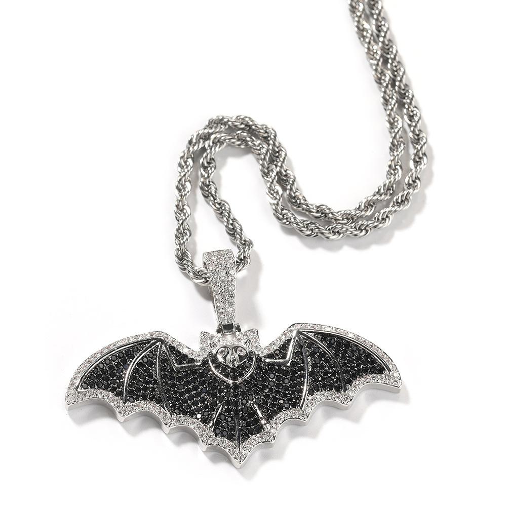 2026 European and American Creative Full Diamond Bat Pendant Personalized Fashion Men s Necklace Tide 3MM+60CM
