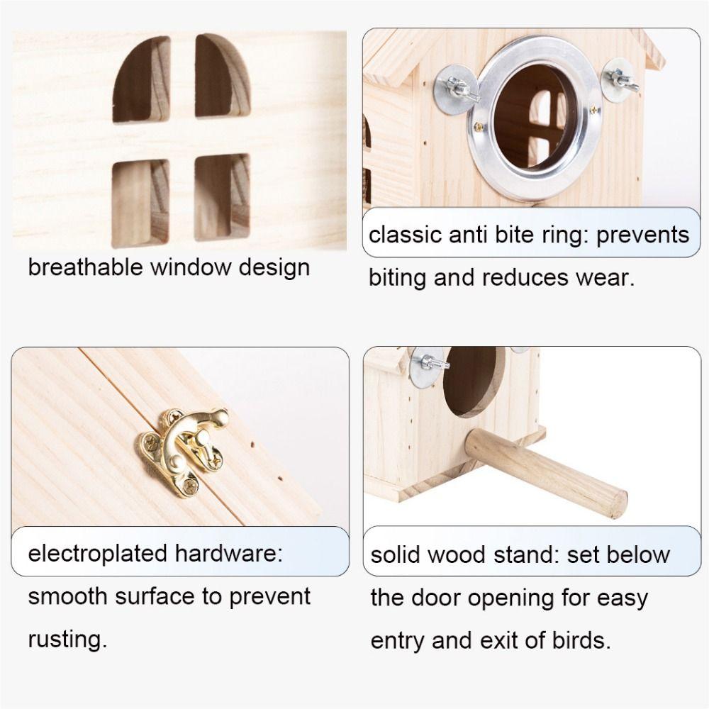 Rainproof Wood Bird House Large Space Bird Nesting Box Practical Birds Breeding Box  For Bird Cage