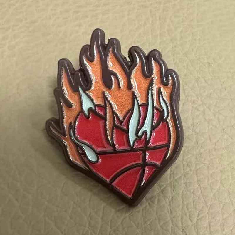 Interesting Burning Heart Brooch Accessory Positive Self-Love Accessory Fun Script Badge for Bags Clothing