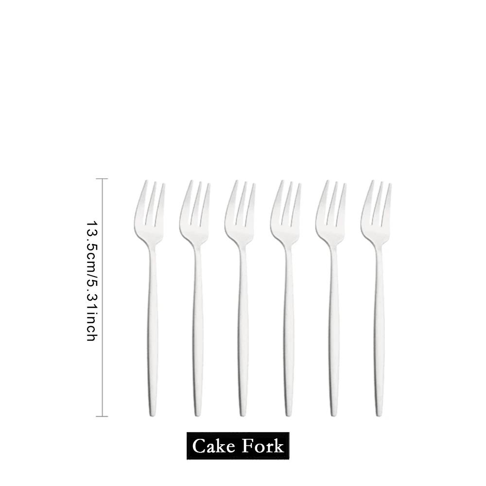 

Набор столовых приборов из 6 предметов серебристого цвета: нож, вилка, ложка с длинной ручкой, посуда для ужина, десертные столовые приборы, матовые столовые приборы, нержавеющая сталь, серебряные приборы