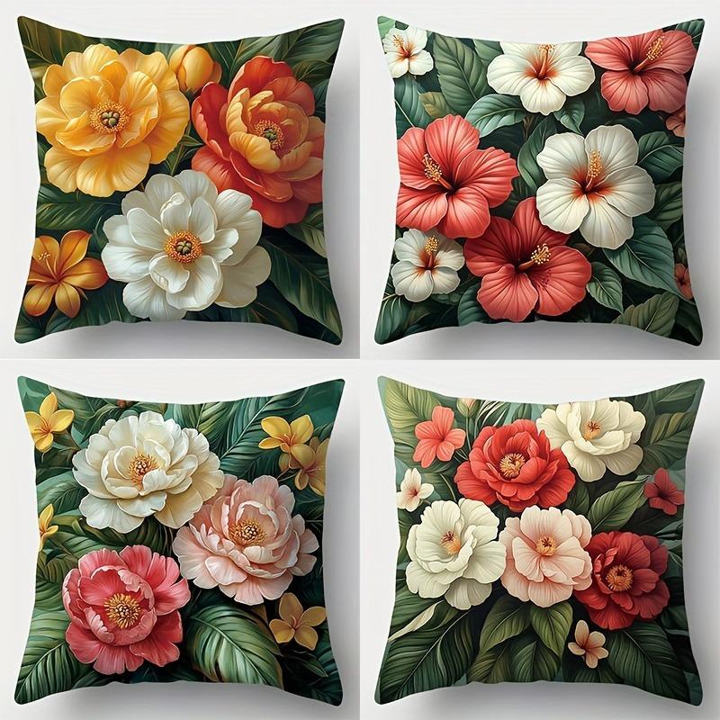 Art Floral Print Pattern Home Decor Pillowcase Bedroom Living Room Sofa Decoration Polyester Cushion Cover With Zipper