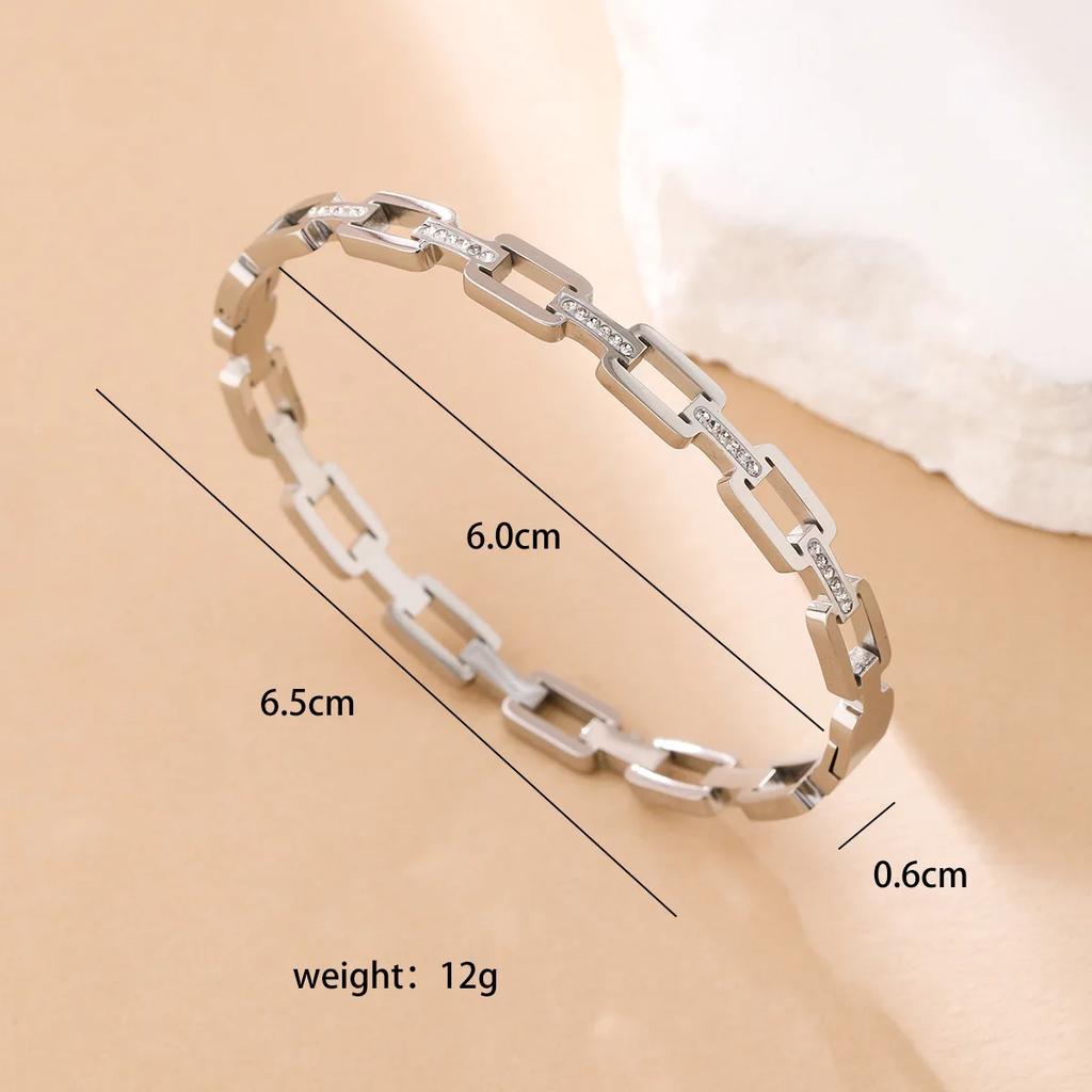 Women's Simple Versatile Stainless Steel Bracelet with Hollow Inlaid Zircon Stainless Steel Fashion Charm Niche Design for Gift