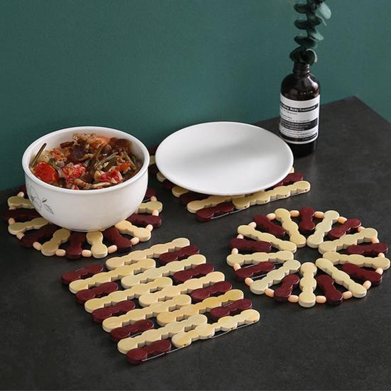 2Pcs Insulated Coaster Multi-Purpose Bamboo Coaster Non-Slip Heat Resistant Pot Pad for Home Dining Table
