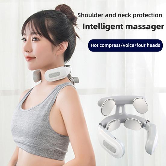 Neck Massager with 6 Vibration Modes 15 Intensity Levels Rechargeable Portable Head Heated Ergonomic Electric Massager
