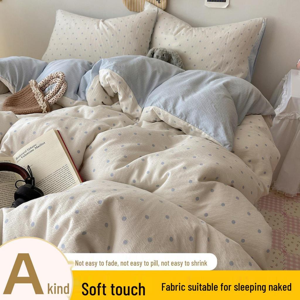 Floral Soft Cloud-Feel Double-Layer Gauze Bedding Set: Machine Washable, Small Student Dormitory Size, 3-Piece