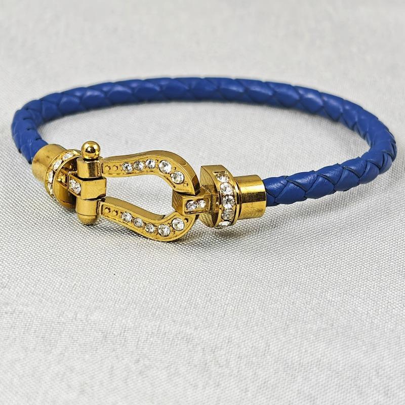 High-end Stainless Steel Full Brick Magnet Horseshoe Buckle Head Bracelet Gold-plated Diamond-encrusted Male and Female Couples Full Diamond Hand Rope