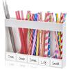9.5" Acrylic Straw Holder for Cabinet Door, Straw Organizer for Cabinet Door with Double-Sided Tape, Stickers and Cleaning Brush, Reusable Storage