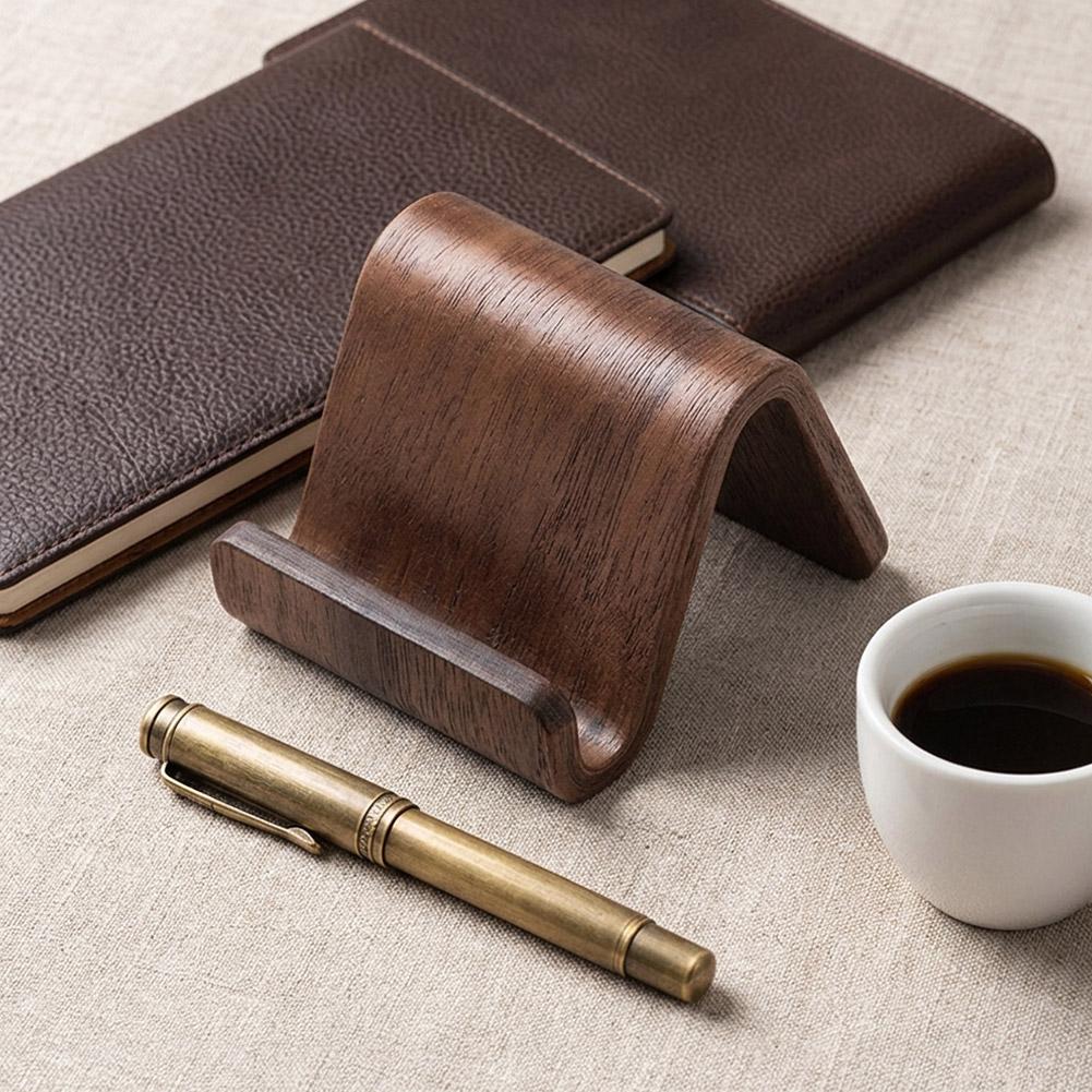 Soporte de Teléfono de Madera de Nogal Ángulo de Visión de 60 Grados Soporte de Escritorio para Smartphone Estante Expositor de Tarjetas de Visita