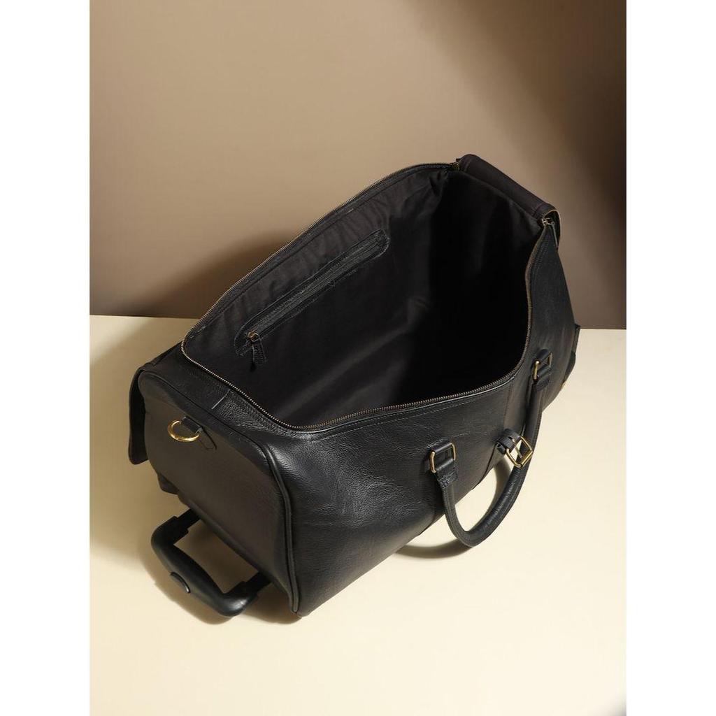 Leather Rolling Duffle Bag:  Buffalo Leather Weekend Cabin Holdall