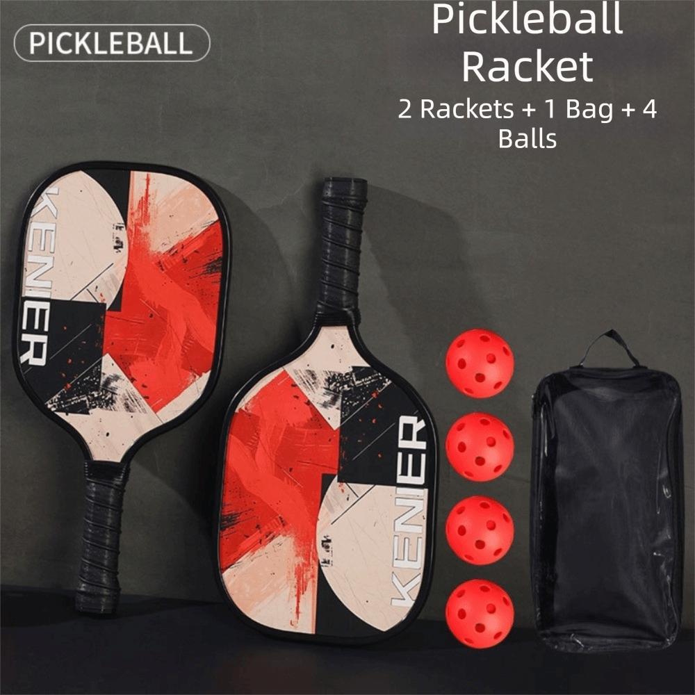 Shockproof Pickleball Paddles Set Non-slip Handle with 2 Rackets & 4 Pickleballs Balls Racquet Kit High Resilience