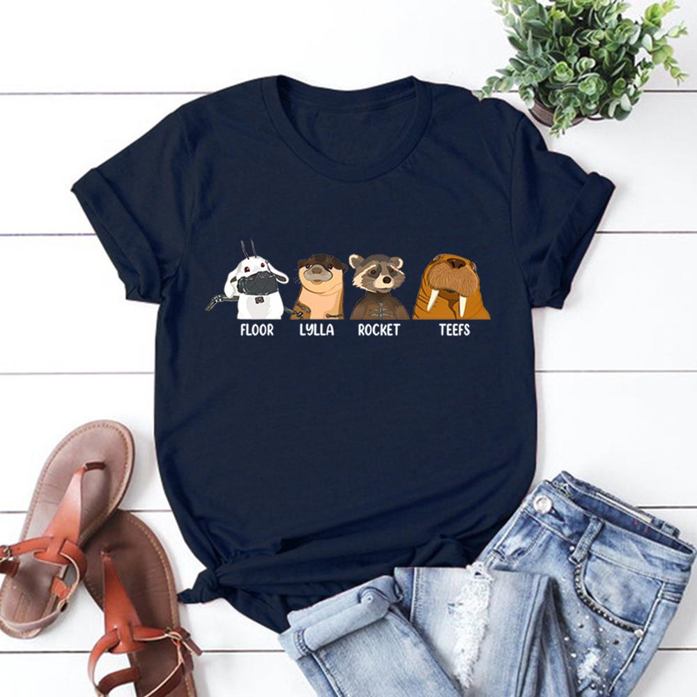 Retro Lylla Teefs Floor Rocket Graphic Tee James Gunn Superhero Movie GOTG 3 Tee Raccoon Rocket and Friends Tshirt Casual Tops