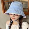 Sweet Floral Edge Bucket Hat Women's Summer Big Brim Showing Washbasin Hat Fashionable Versatile Sunshade Sunscreen Basin Hat