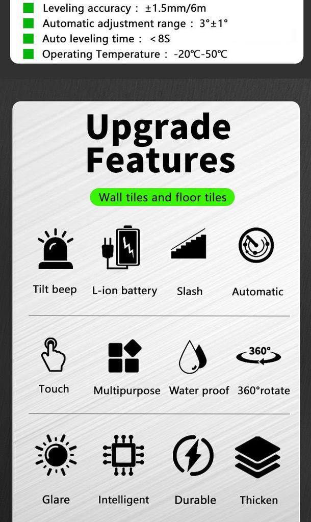 Model A Green Infrared Laser Level with 8/12/16 Lines and Floor/Wall Stickers for Cross-Border Use