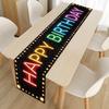 Neon Glow Happy Birthday Table Runner Fluorescent Ball Star Design Table Flag Birthday Party Supplies Birthday Party Table Decor
