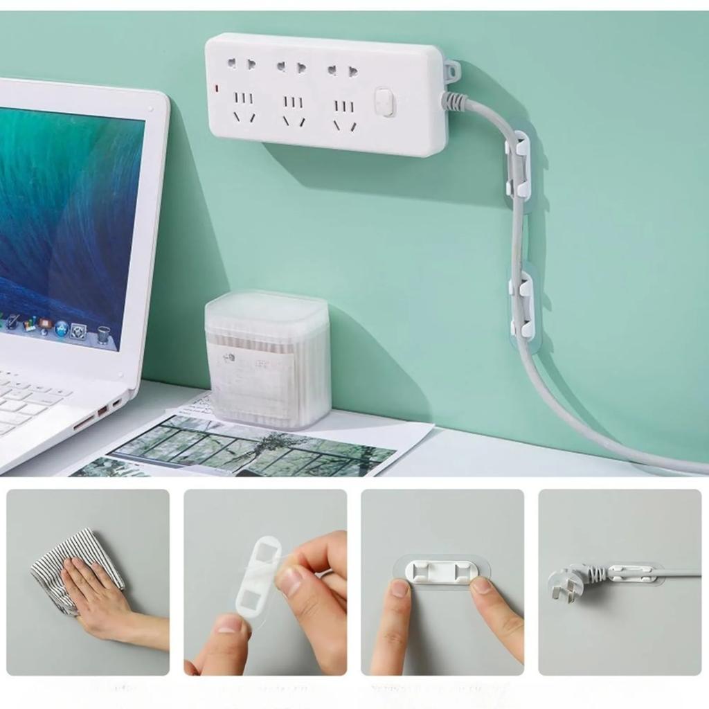 20 Stück Kabelklemmen mit großen Klebeflächen, Kabel-TV-PC-Kabelklemmen, ordentlich aufgeklebt, Organizer für Drähte und Kabel, Weiß