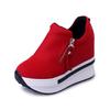 Mode 2024 Neue Plateau-Sneaker Damenschuhe Rot Freizeitschuhe Bequeme Absätze Schwarze Canvas-Schuhe Damen Unsichtbarer Keil-Sneaker