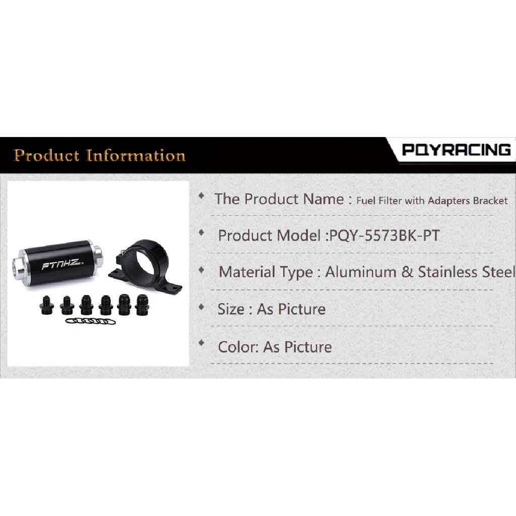 ID:58MM Universal Fuel Filter with Bracket with 2pcs AN6/AN8/AN10 Adaptor Fittings with 100micron Steel Element PQY5573+LS2511