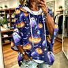 Women's Hoodie with Halloween Print, Loose Fit Casual Pullover Top