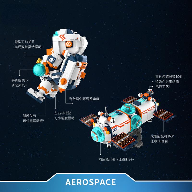 Space Tide Play Astronaut Rocket Small Particle Building Blocks Boy Puzzle Gift Chinese Toys