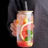 Drinking Cup Glasses with Bamboo Lid Juice Glass Straws Beer MugIce Coffee Mugs Cute Glasses Beer Jars Glasses Brush Drinkware