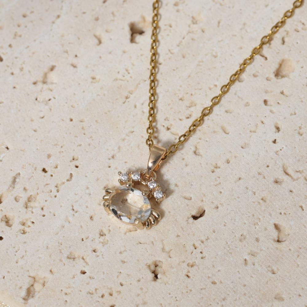 1 Piece Simple Artificial Crystal Bear Pendant Necklaces for Women Golden Stainless Steel Necklace Jewelry Daily Accessories