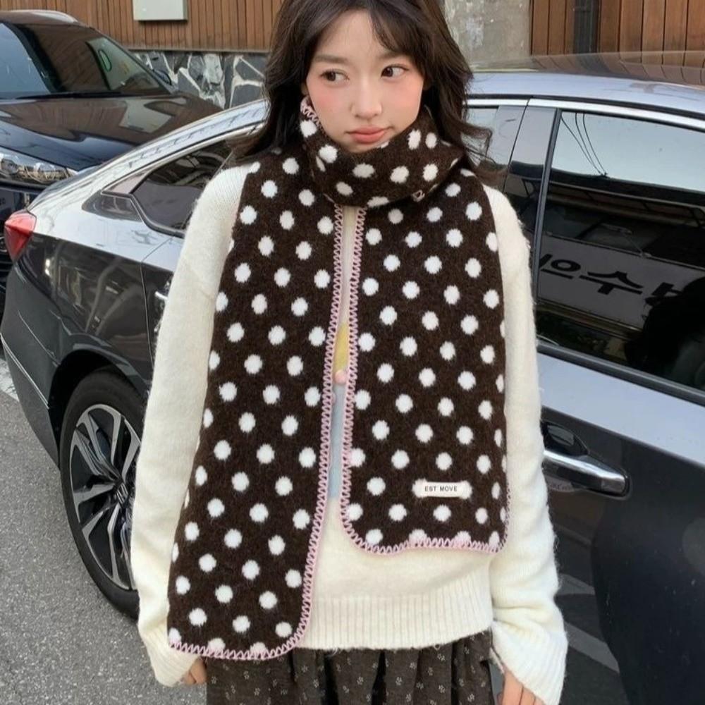 Lightweight Polka Dot Scarf Korean Style Winter Shawl Retro Wool Scarf  Autumn Winter