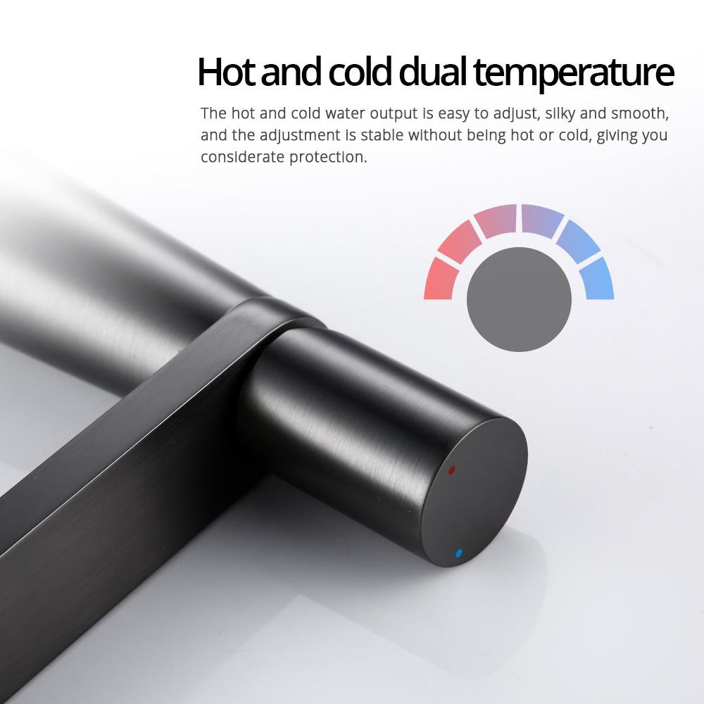 Basin Faucet Gunmetal Bathroom Tap Round Single Handle Single Hole Hot And Cold Water Deck Mounted Sink Mixer