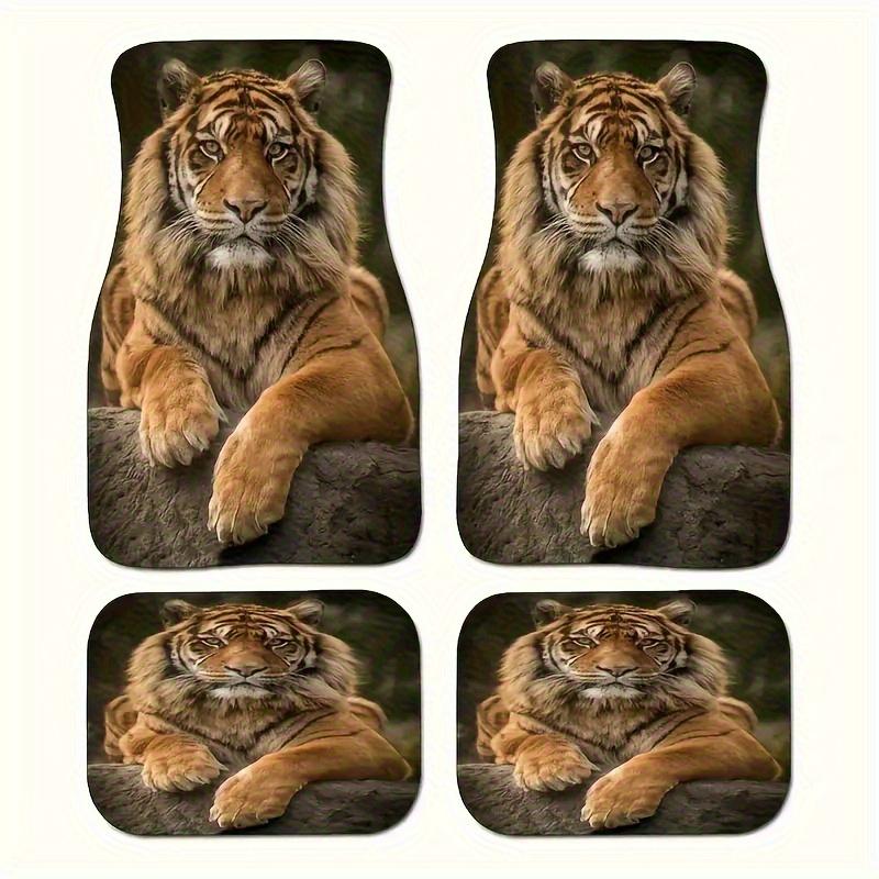 

Tiger Print Universal Car Floor Mat Set 4 , Non-Slip And Water-Absorbent, Suitable for Most Models - Vehicle with a Wild Touch 4pcs tiger pattern car floor m