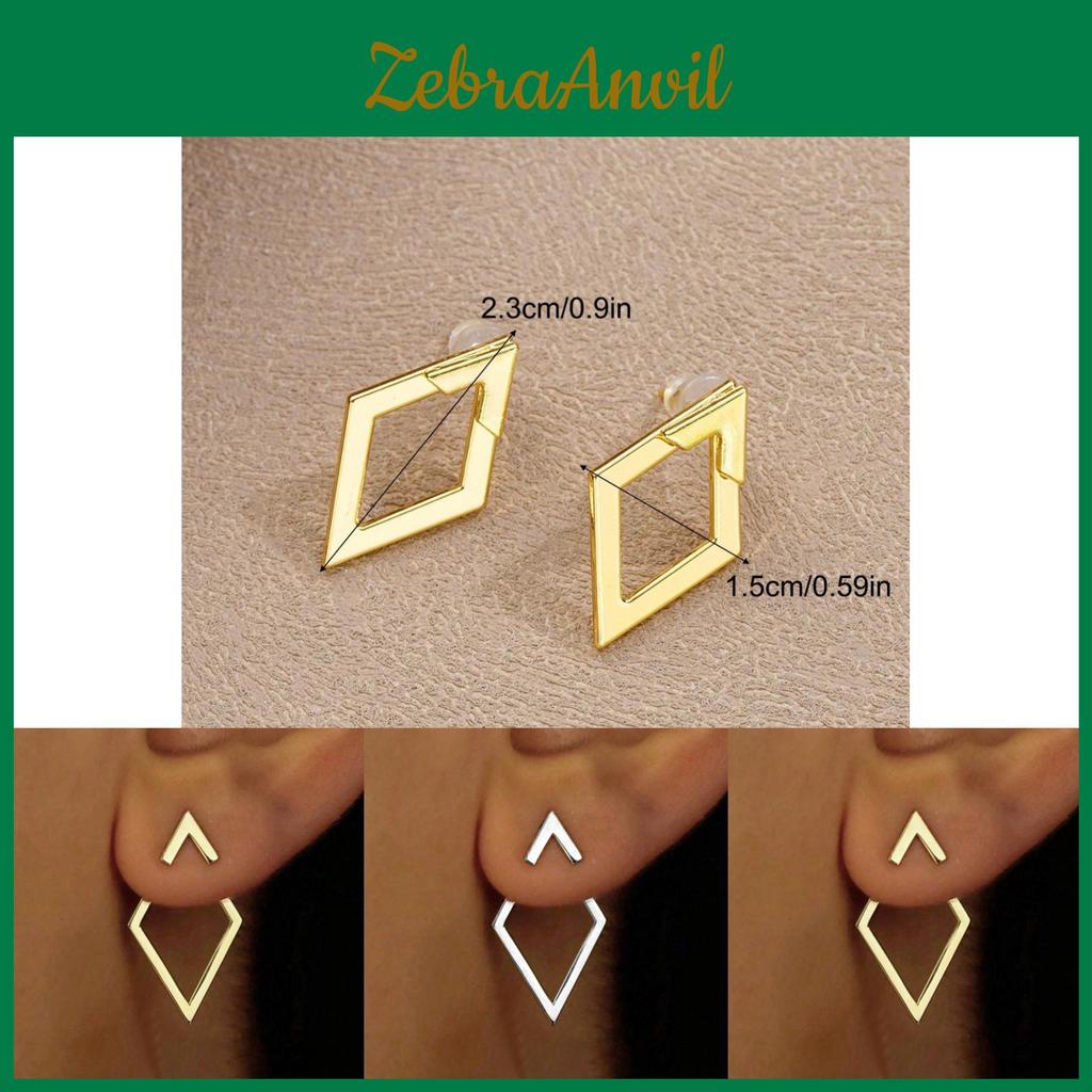 Elegante Geometrische Zweilagige Diamantförmige Ohrstecker für Damen in Gold und Silber