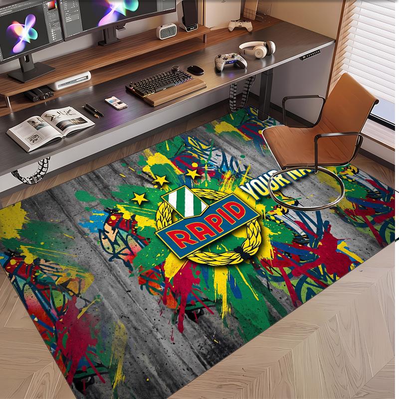 Personalized Crystal Velvet Carpet Rapid Wien FC Pattern Non Slip Floor Rug