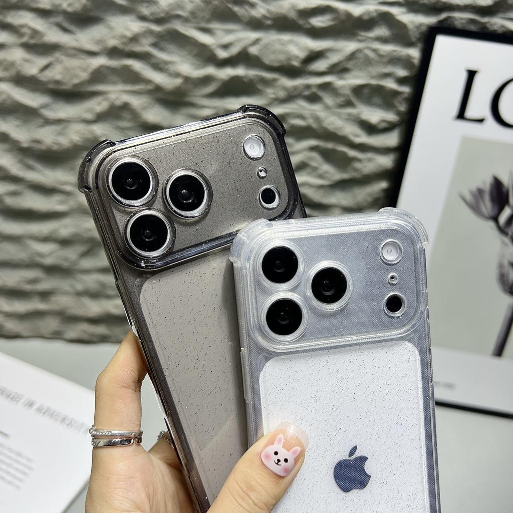 Corner Protection Glitter Clear Case For iPhone 17 Pro Max Air 16E 16 15 Plus 14 13 12 11 iPhone17 17Pro Camera Lens Protector Phone Cover Accessories