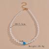 Blue Resin Love Beaded Pearl Ladies Necklace Necklace