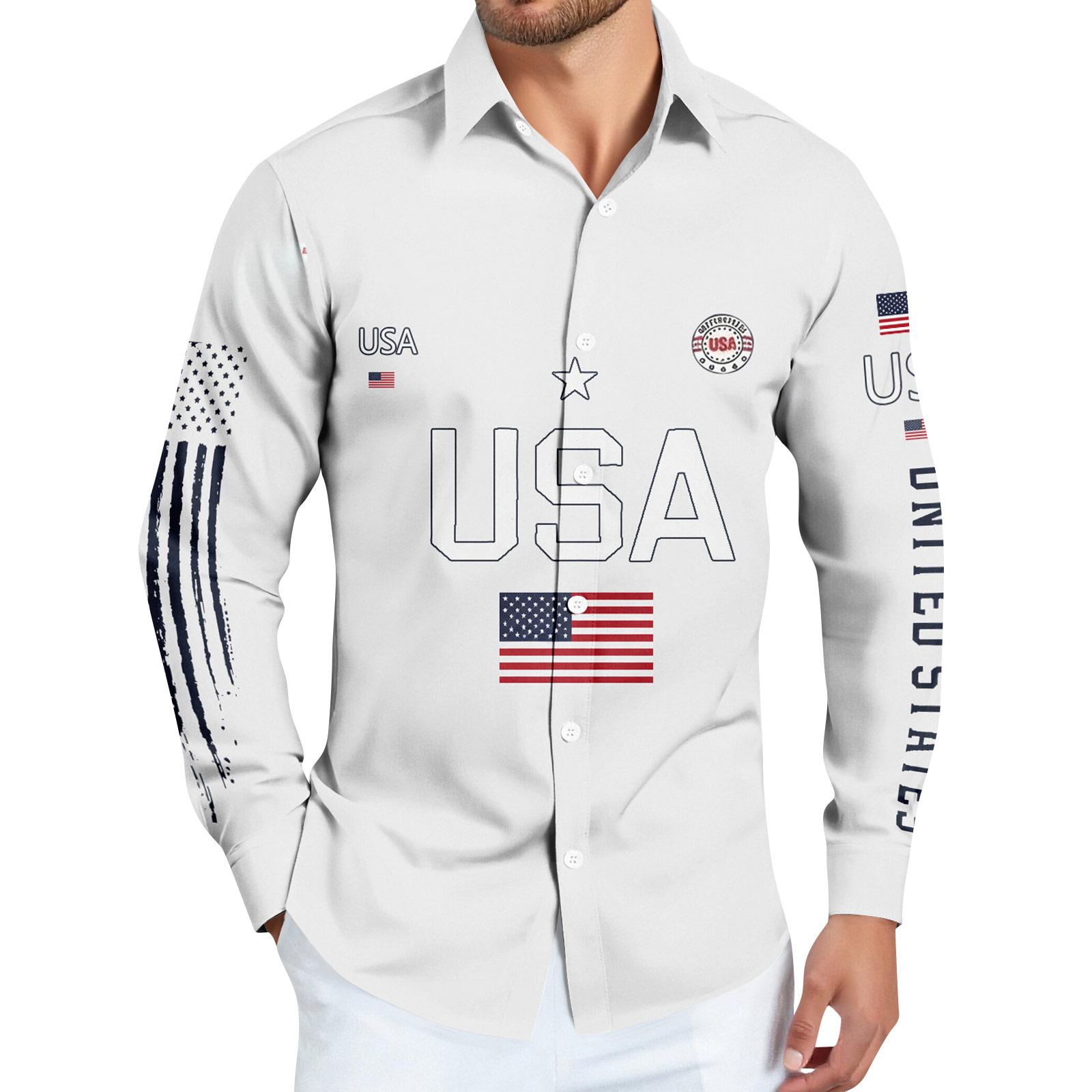 

Men s Shirt American Founding Printed Long Sleeve Button-Down Shirt XL білий