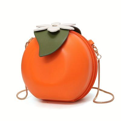 Orange Shape Crossbody Bag Cute and Stylish PU Leather Shoulder Bag for Women Small Crossbody Purse with Chain Strap
