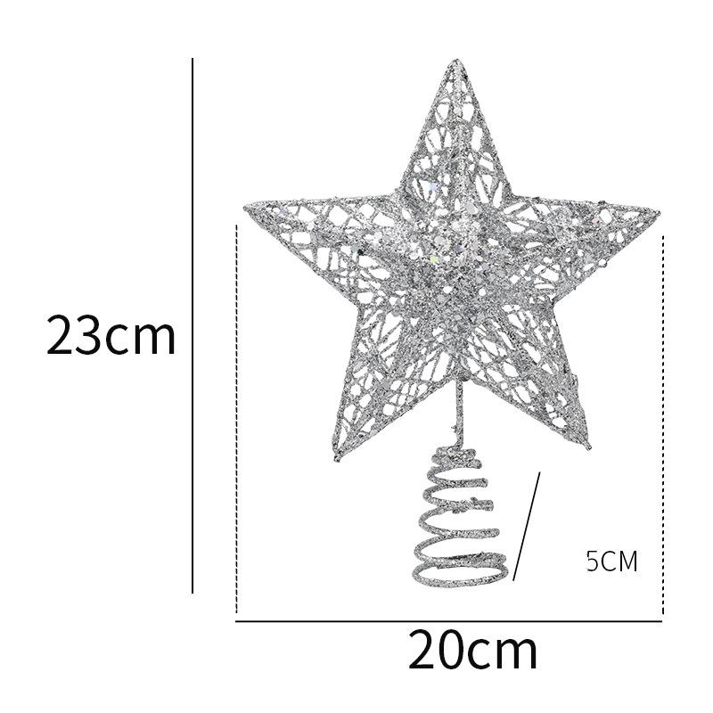 Christmas Pentagram Iron Ornament Tree Top Star Sequin Stand Pentagram Christmas Decoration Supplies