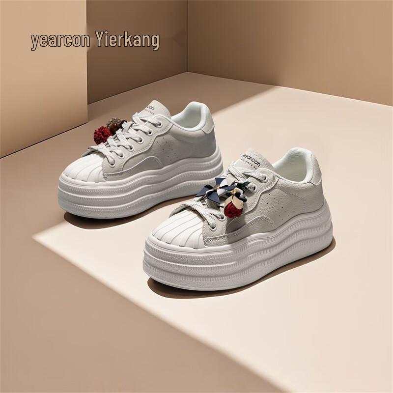 Yearcon Women s Platform Shell Toe Casual Sneakers 8